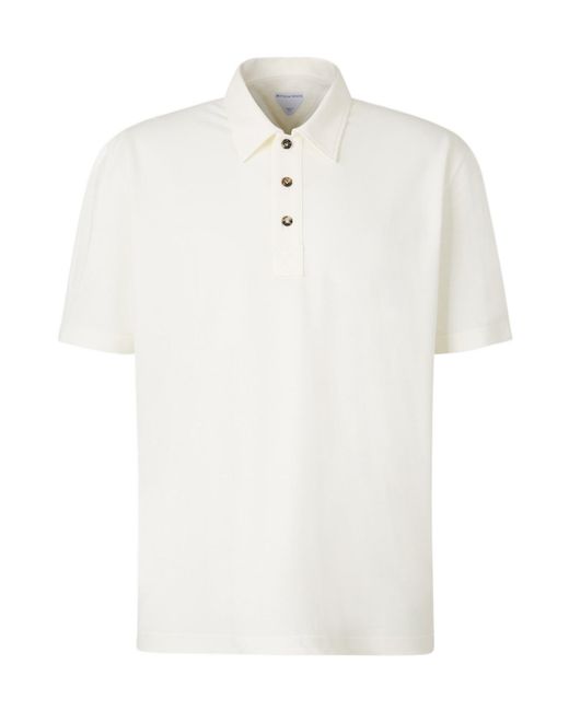 Bottega Veneta White Piquet Polo Shirt for men