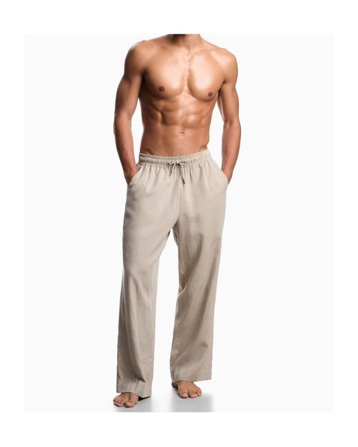 Emporio Armani White Straight Beach Casual Pants for men