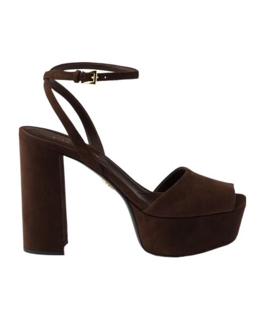 Prada Black Suede Platform Sandals