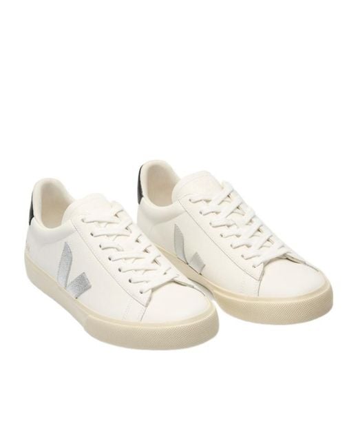 Veja White Campo Logo-Patch Sneakers for men