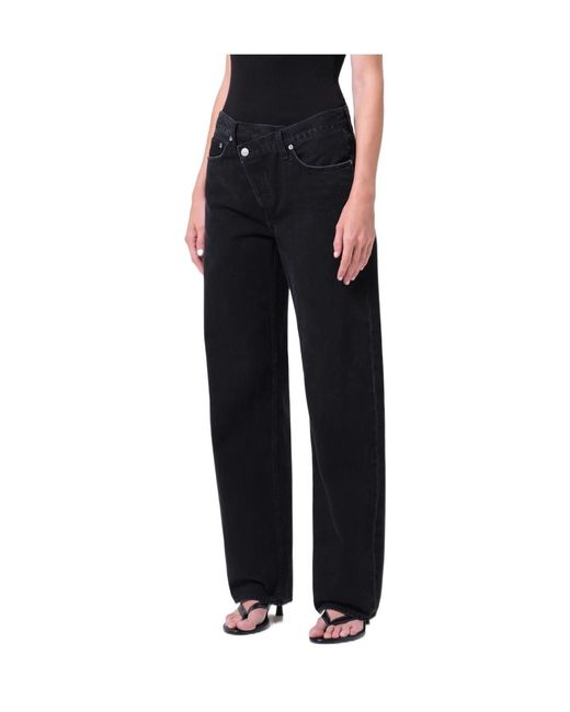 Agolde Black Arc Criss Cross Curved Leg Jeans