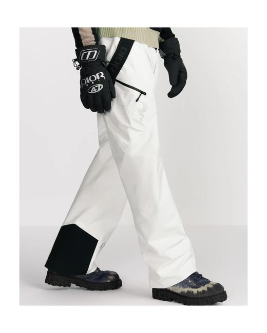 Dior White And Descente Ski Pants With Suspenders for men