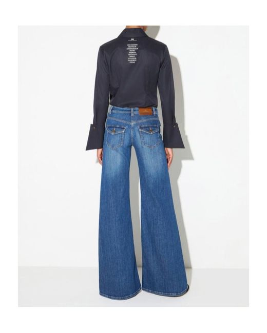 Elisabetta Franchi Blue Bell-Bottom Jeans
