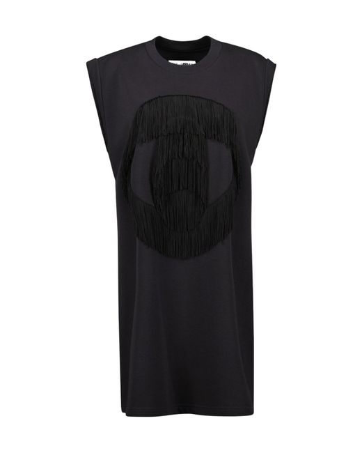 MM6 by Maison Margiela Black Cap Sleeved Fringed Dress