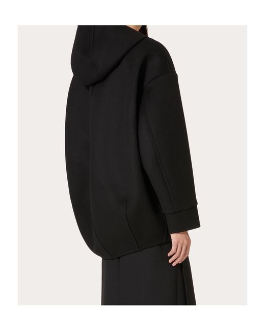 Valentino Black Zip-Up Drop Shoulder Hoodie