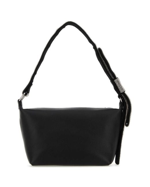 Kara Black Embellished Bow Zipped Shoulder Bag
