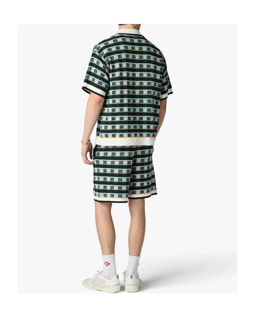 Casablanca Green Crochet Mosaic Short Sleeved Shirt for men