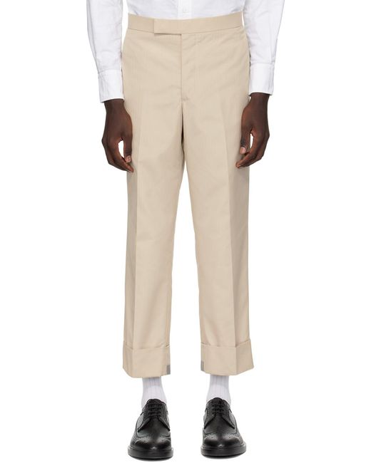 Thom Browne Natural Mid-Rise Cropped Trousers for men