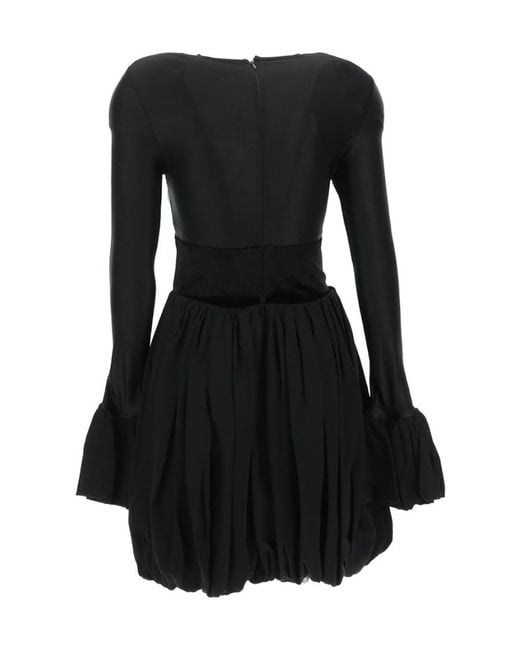 Rabanne Black Panelled Crewneck Flared Dress