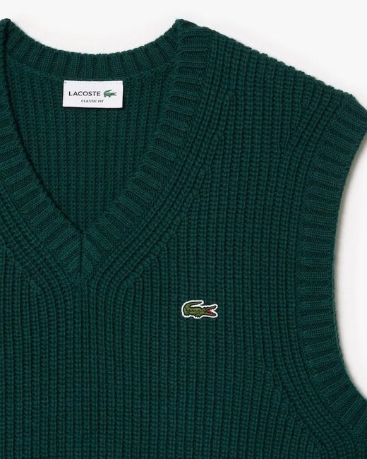Lacoste Green Sleeveless Wool Vest for men