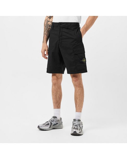Stone Island Black Tela Cargo Shorts for men