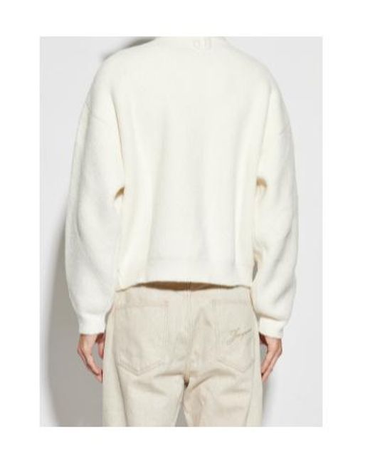 Jacquemus White Round-Neck Sweater for men