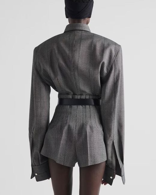 Prada Gray Single-Breasted Pinstripe Wool Jacket