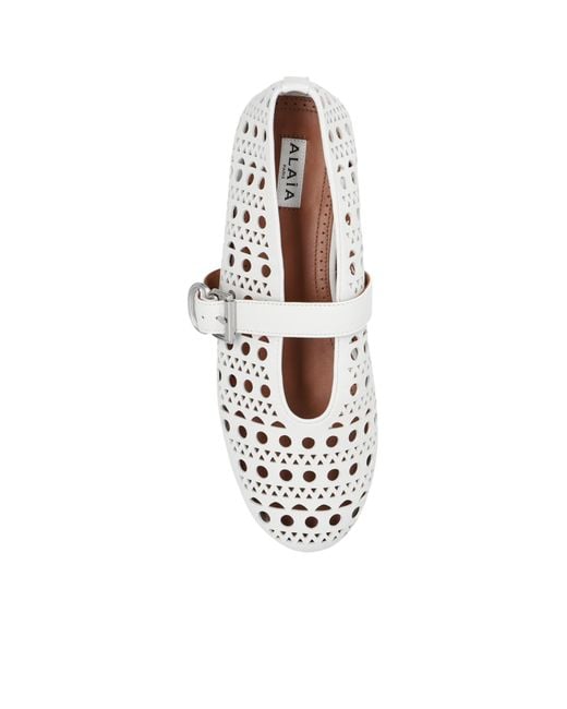 Alaïa White Alaïa Cut-Out Buckle Detailed Ballet Flats