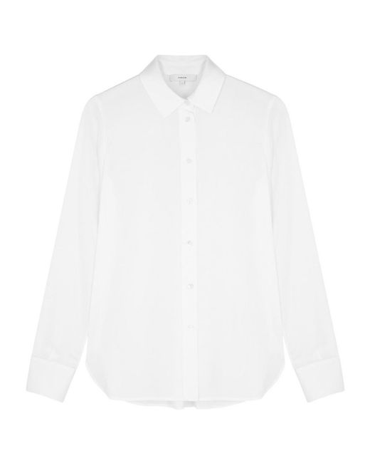 Vince White Stretch-Silk Shirt