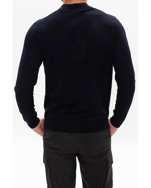 Ferragamo Blue Half-Zip Fastening Polo Jumper for men