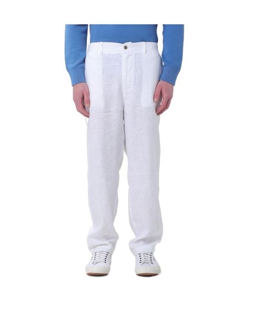 Ecoalf White Ethiwin Button Trousers for men