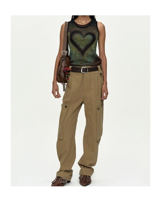 ANDERSSON BELL Green Patchwork Cargo Pants