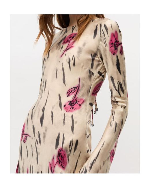 Ganni White Floral Satin Maxi Dress