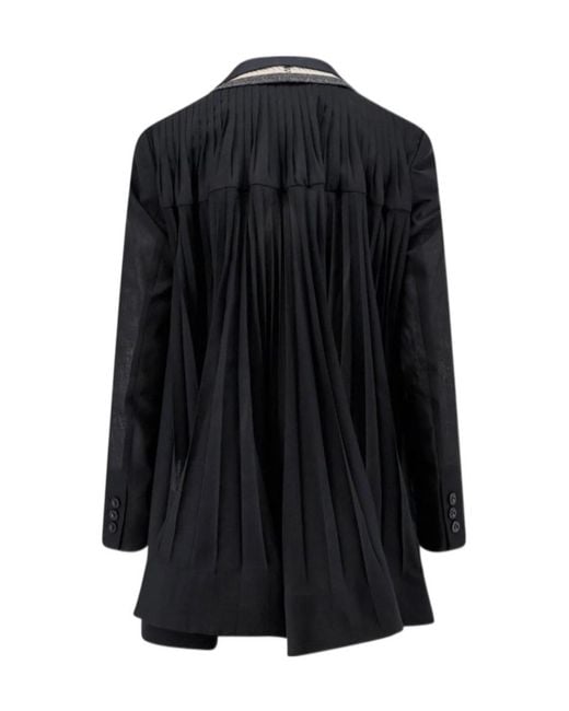 Sacai Black Double-Breasted Suit Jacket