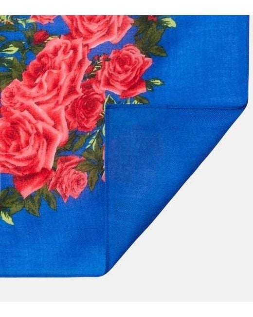 Magda Butrym Blue Floral Wool Scarf
