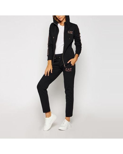EA7 Black Zip-Through Hooded Jacket