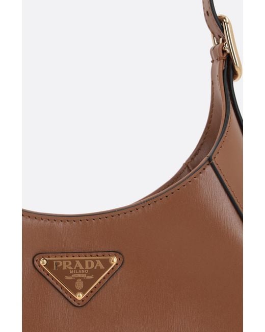 Prada Brown Logo Plaque Shoulder Bag