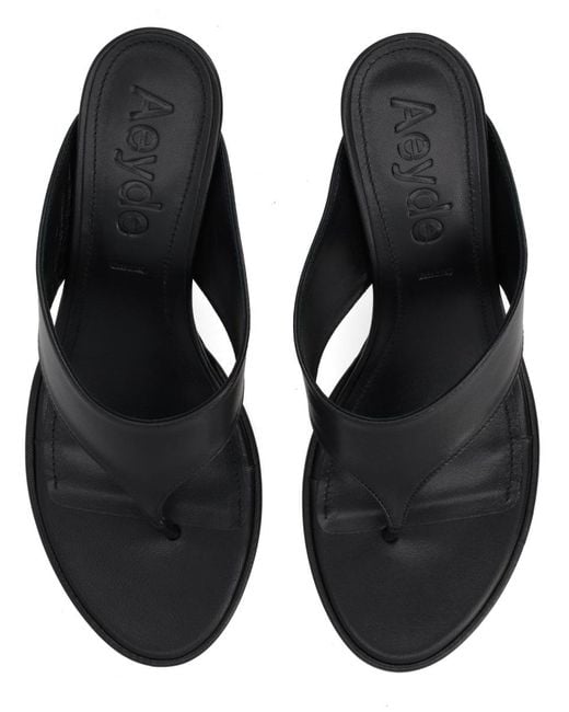 Aeyde Black Olenna Thong Sandals