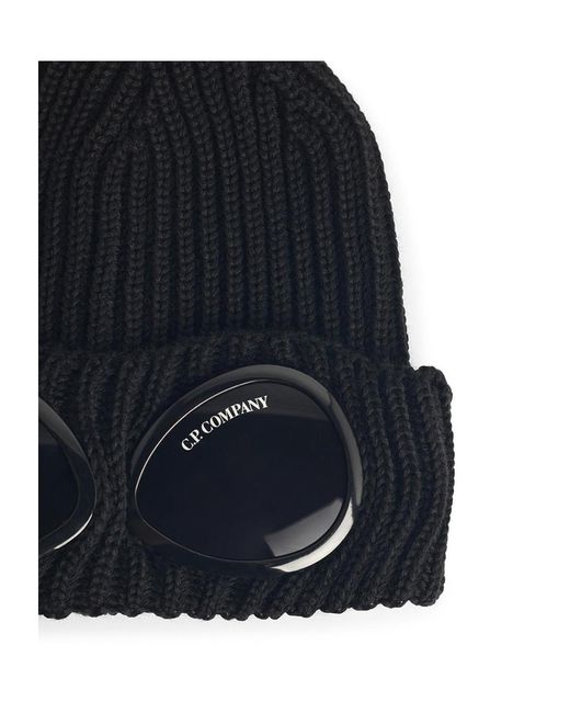 C P Company Blue Goggle Knit Cap for men