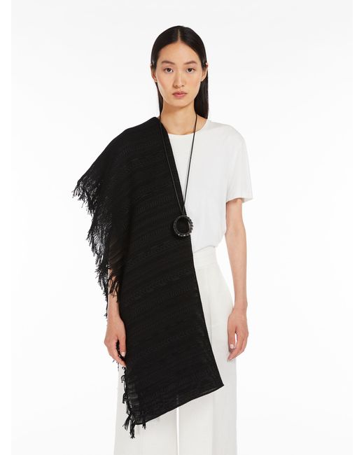Max Mara Black Fringed Edge Scarf