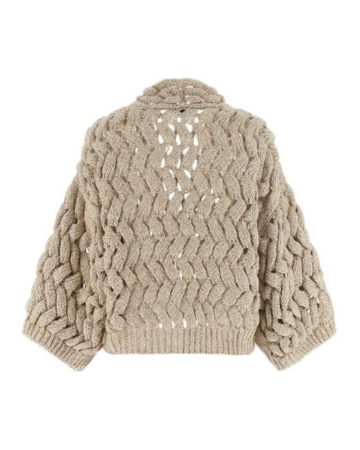 Brunello Cucinelli Natural 'Dazzling Cable' Cardigan