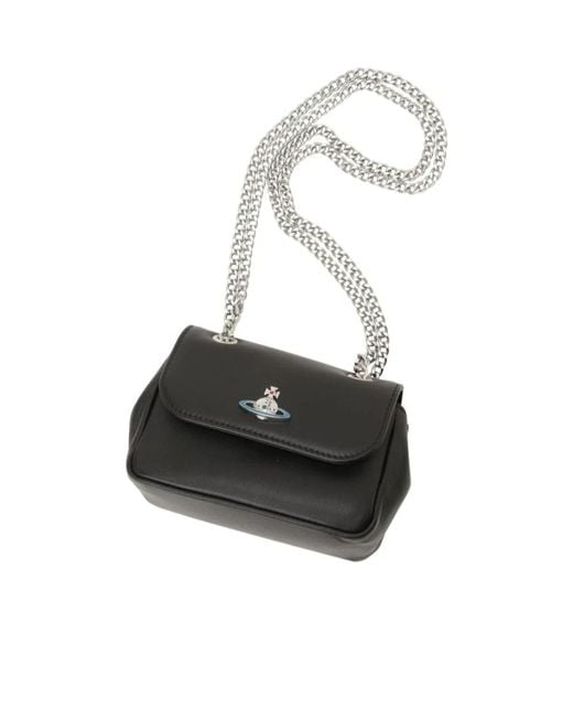 Vivienne Westwood Black Logo Chain Shoulder Bag