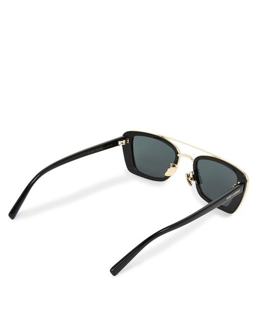 Saint Laurent White Rectangle Sunglasses for men