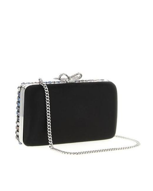 Self-Portrait Black Crystal-Decorated Mini Clutch