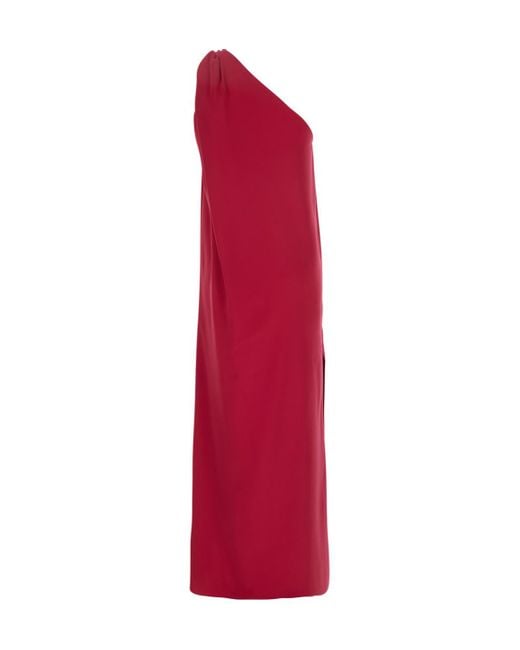 P.A.R.O.S.H. Red One-Shoulder Draped Dress