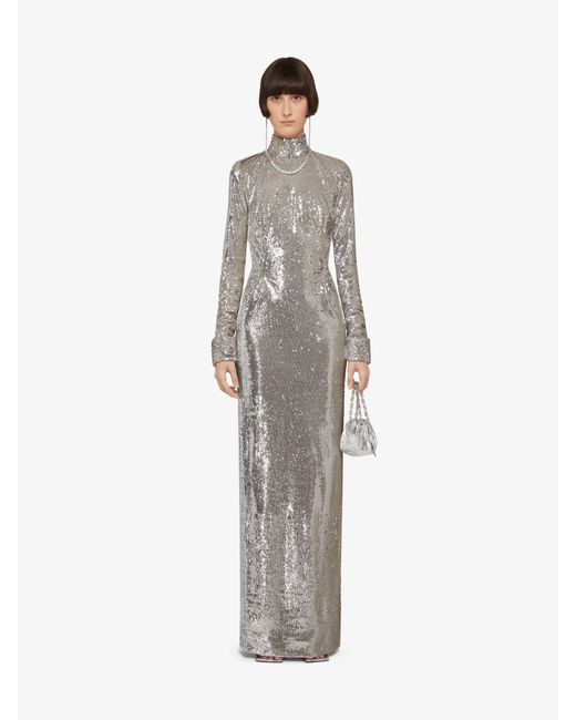 Givenchy Gray Open-Back Sequin Gown