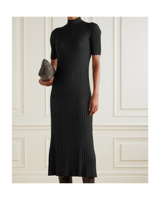 Brunello Cucinelli Black High-Neck Short-Sleeved Dress