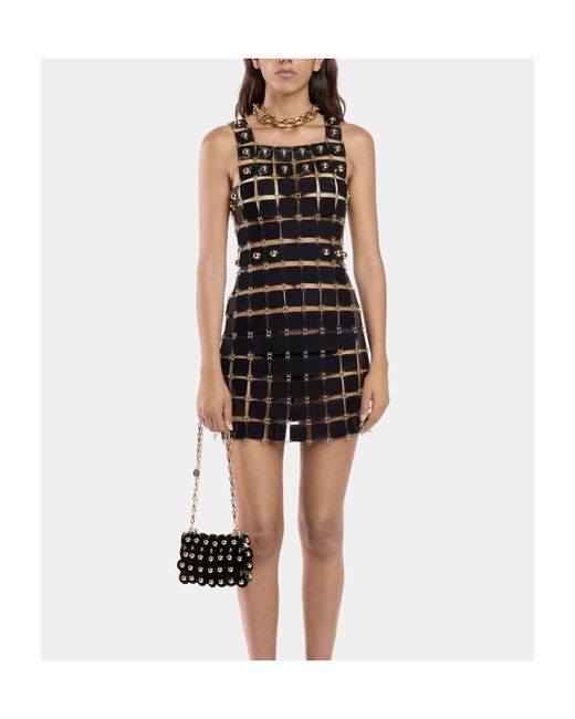 Rabanne Black Sleeveless Stud-Detailed Dress