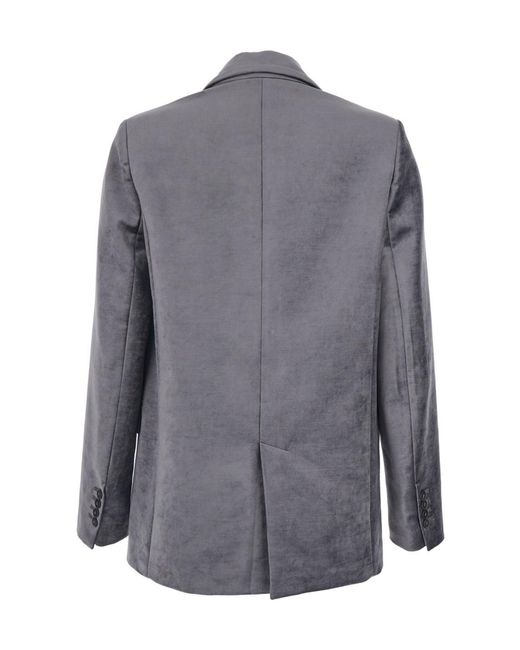 Forte_forte Gray Single-Breasted Velvet Blazer