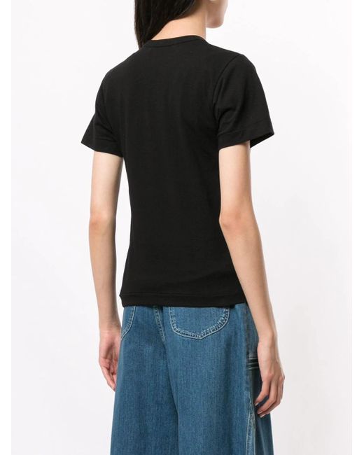 COMME DES GARÇONS PLAY Black Logo Embroidered Crew Neck T-Shirt