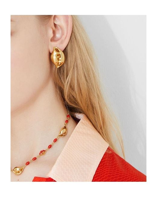 Fendi Metallic Forever Shell Shaped Earrings