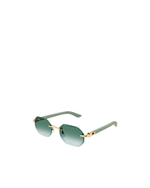Cartier Green Geometric Frame Sunglasses