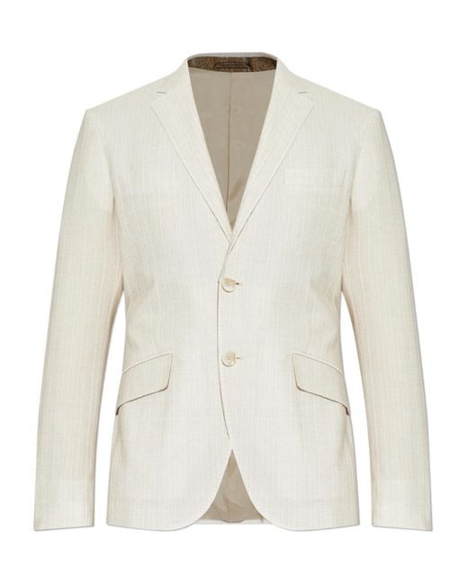 Etro White Striped Single-Breasted Blazer for men
