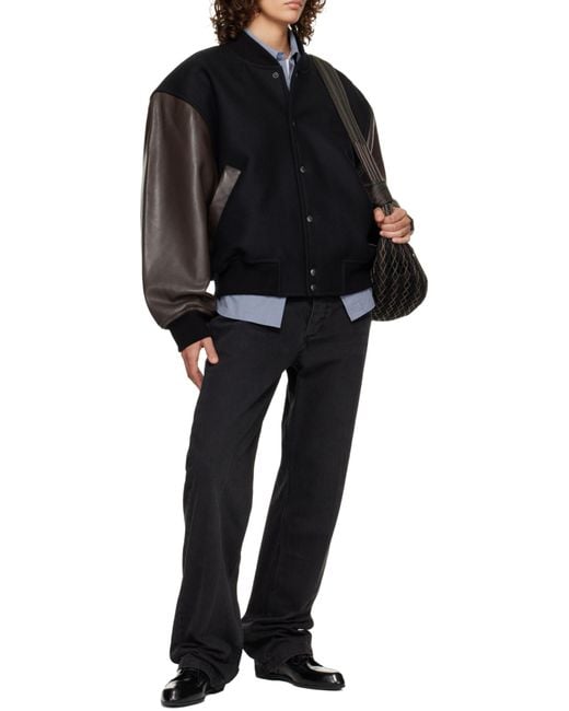 Studio Nicholson Black Long-Sleeved Baseball Jacket for men