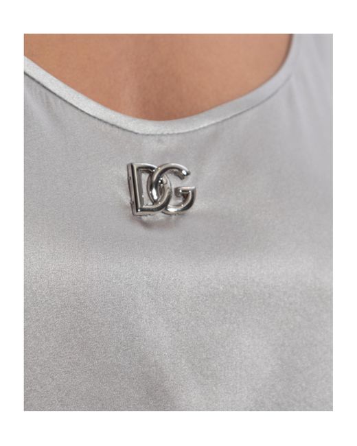 Dolce & Gabbana Gray Dg Logo Plaque Tank Top