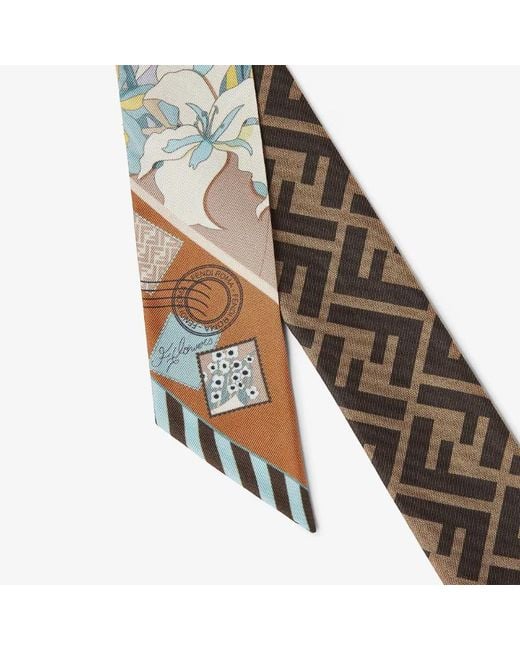 Fendi White Floral Ff Printed Wrappy Scarf