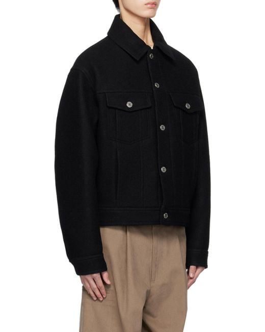 AMI Black Long-Sleeve Wool Jacket for men