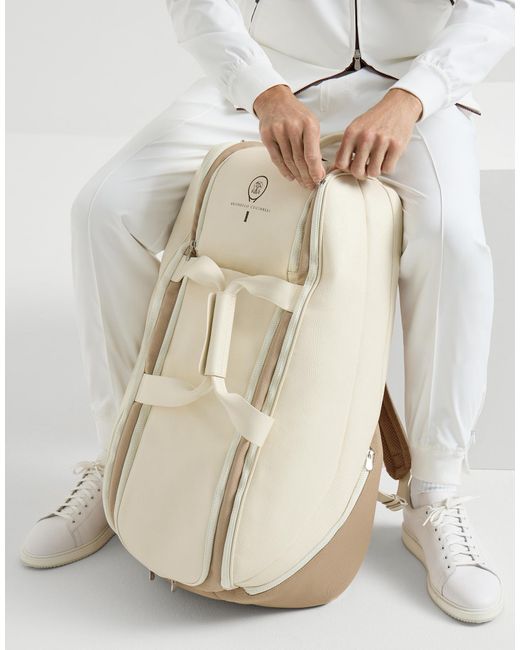 Brunello Cucinelli White Zipper Tennis Bag for men