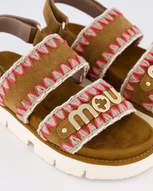 Mou Brown Open Toe Flat Sandals
