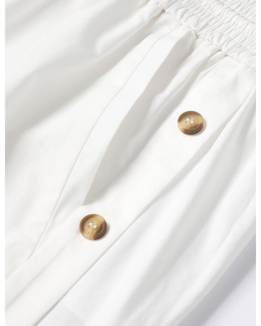 Zimmermann White Side-Button Drawstring-Fastening Trousers